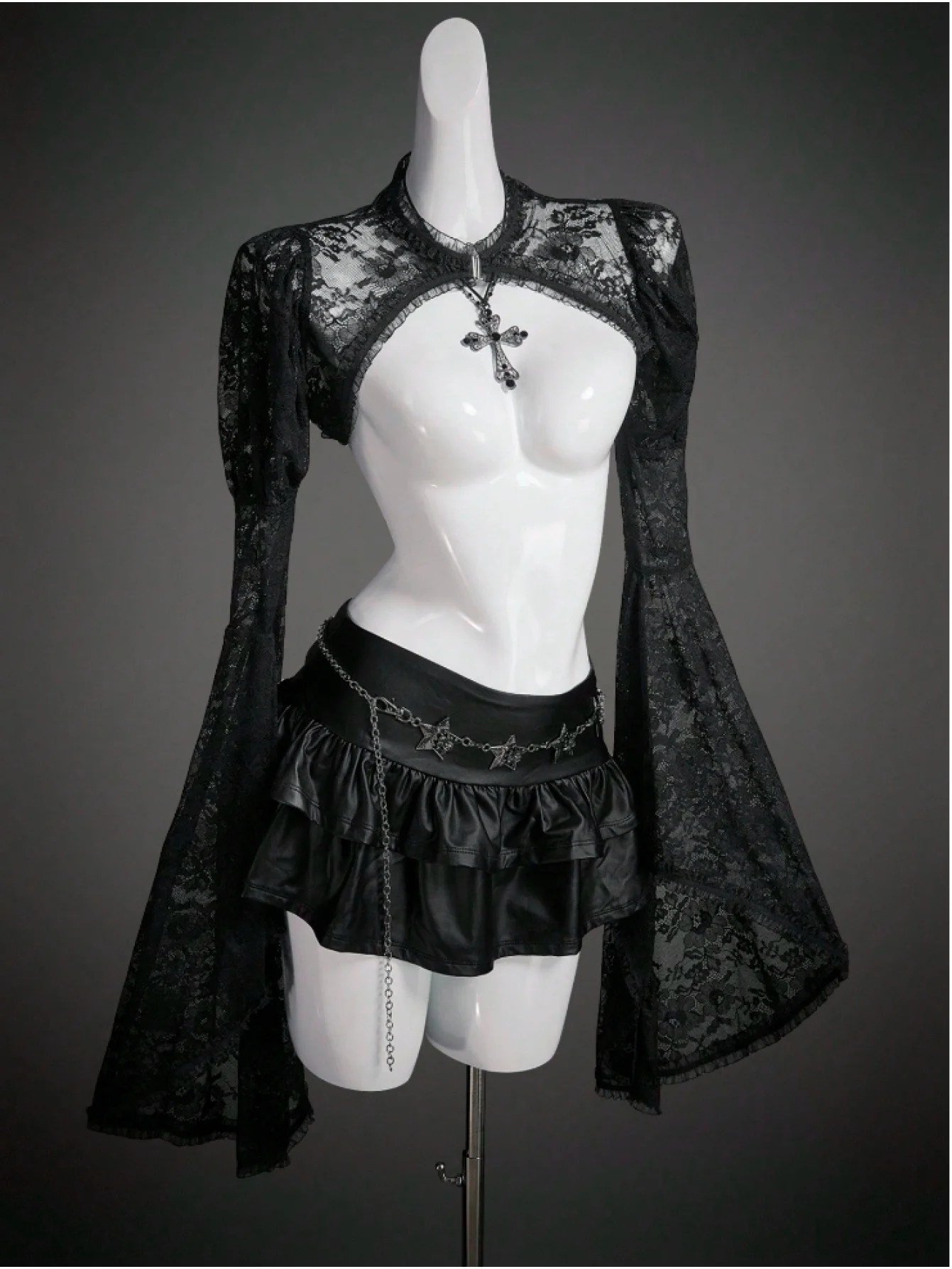Female Gothic-Style Grace Halloween Costume Black Top
