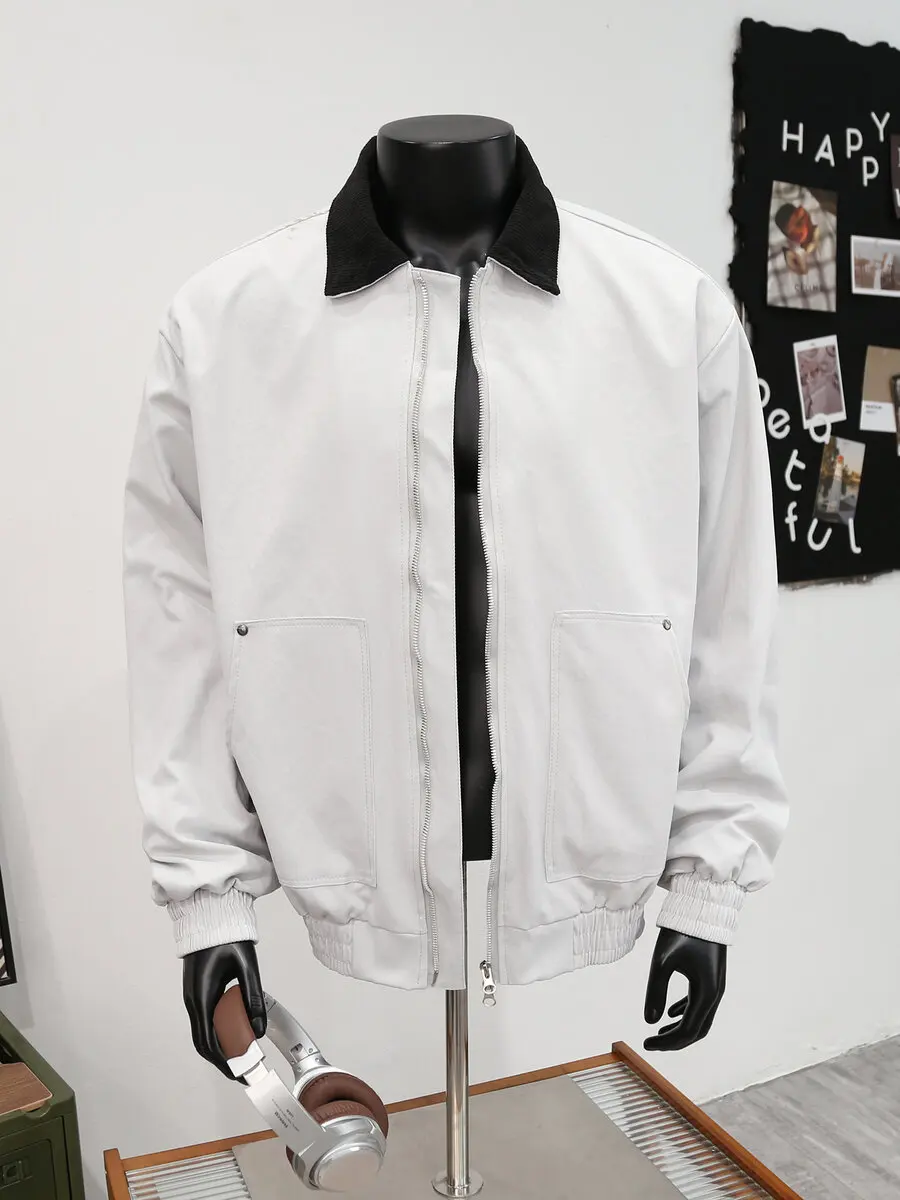 

Мужская рабочая одежда в стиле ретро, свободное повседневное вельветовое пальто с лацканами контрастного цвета с леопардовым принтом, осенний бренд Faion