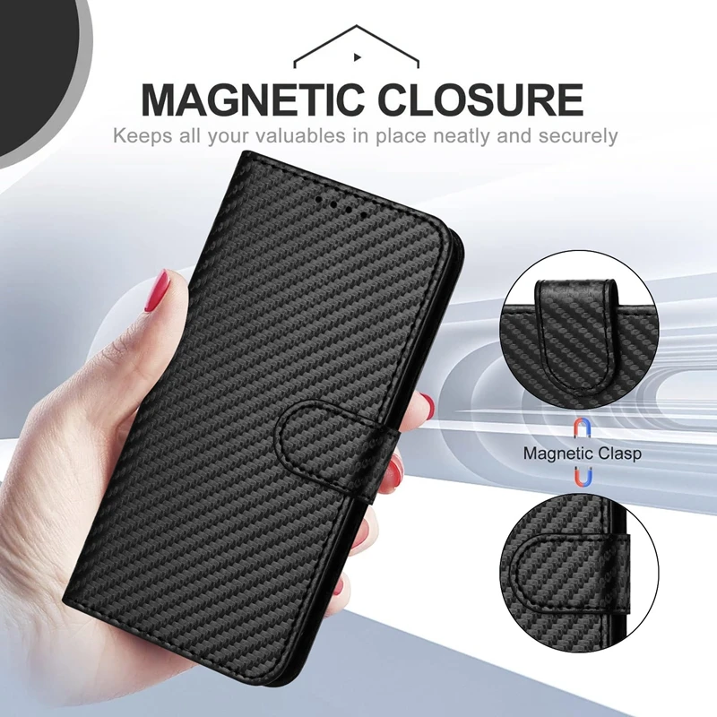 Solid Color Flip Carbon Fiber Case For Infinix Hot 40 Pro 40i 30 30i Smart 8 7 HD Note 30 Pro Magnetic Comfort Wallet Cover Etui