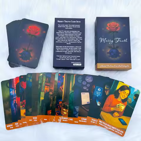 Messy Truth Card 54 Deck, 13x8 Cm Tarot Divination Game for Ages 14+, Discover Your Path to Overcoming Challenges Card Games