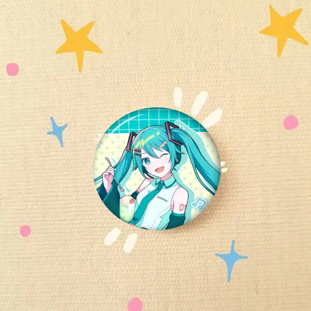 Anime Button Pin Handmade Brooch For Clothes Cartoon Badge Backpack Decoration Jewelry Accessories Singer Hatsune Miku Anime view 6