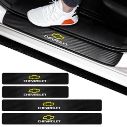 4pcs Car Styling Carbon Fiber Door Sill Strip Scuff Guard Sticker For Chevrolet SS Z71 Captiva Colorado Cruze Spark Malibu Trax