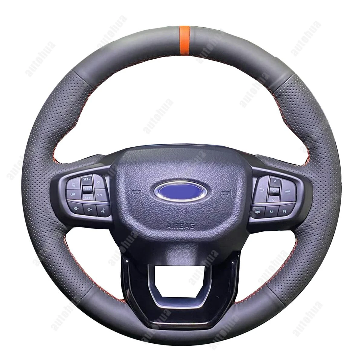 

Чехол на руль для Ford Ranger 2022-2023 Everest 2022-2023, черный перфорированный кожаный защитный чехол на руль