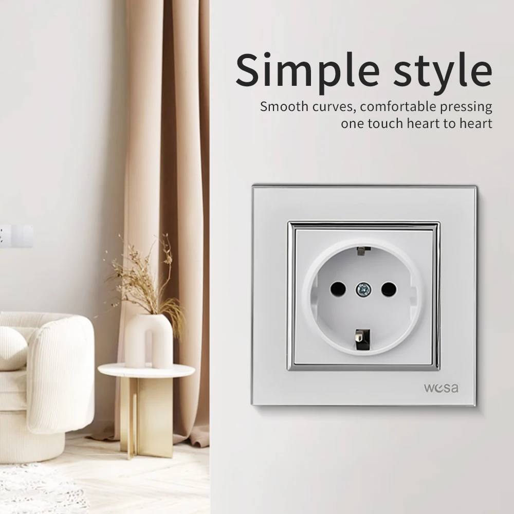 المقابس البيضاء المقبس مآخذ الطاقة لهب التيار المتناوب 250 فولت لوحة أكريليك كلاسيكية الجدار جزءا لا يتجزأ من منافذ الكهربائية الأرضية 250 فولت #3