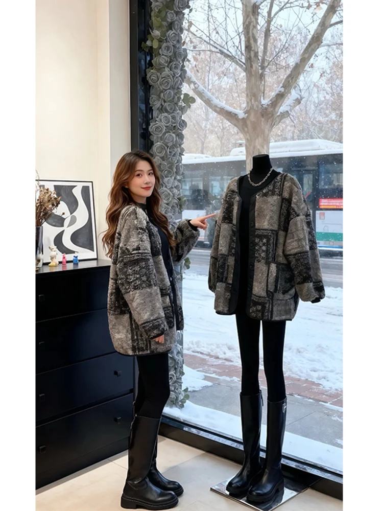 

Винтажная цветная свободная повседневная хлопковая куртка с круглым вырезом для женщин: модная, универсальная, удобная, дышащая зимняя модель