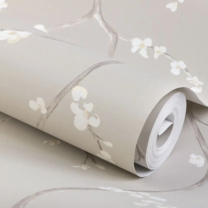 

Modern Romantic Country Flower Wallpaper for Living Room decoration Bedroom 3D Grey Plum Floral papel de parede Home Decor