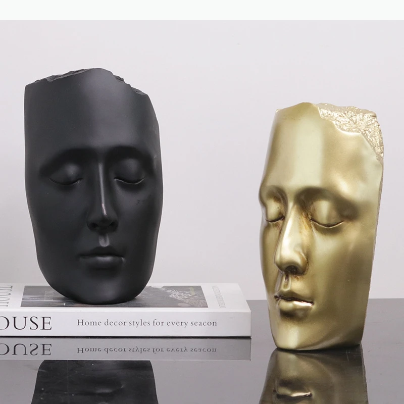 Resin Handicraft Abstract Sculpture Closed Eyes Decorative Figurines Home Decoration Accessories