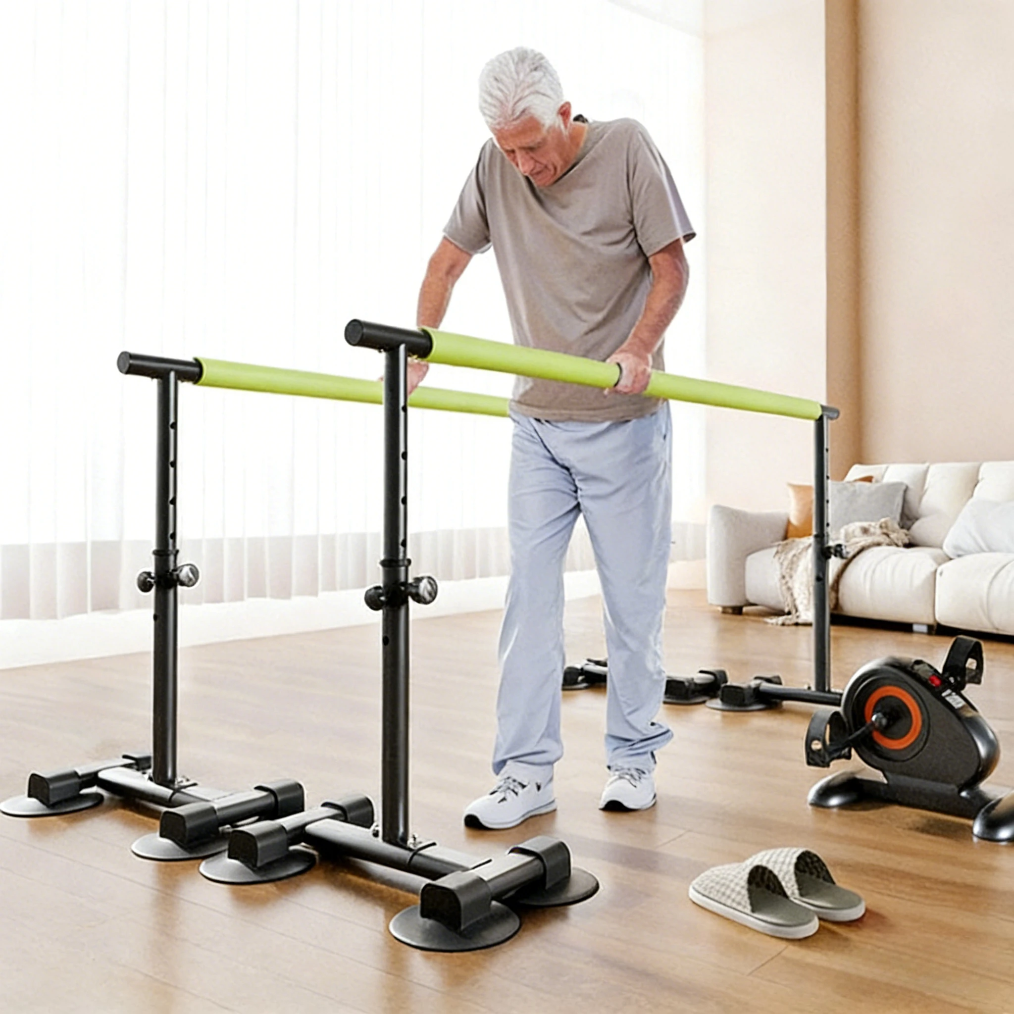 Height Adjustable Rehabilitation Parallel Bars,Lower Limb Walking Training Aid,Elderly Disabled Fitness Gear,Recovery Exercise