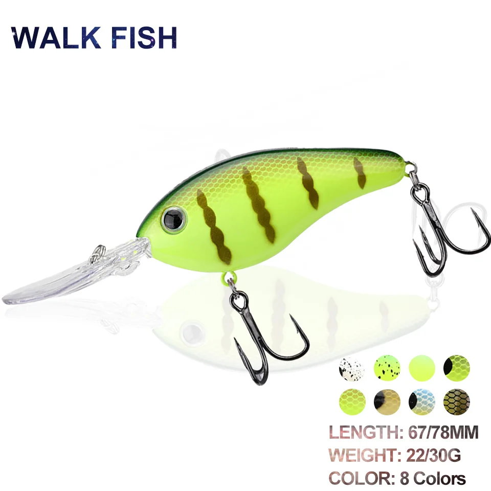 WALK FISH 1PCS Crank Lures 22G/30G 67MM/78MM Professional Minnow Hard Bait Wobbler Jerkbait For Bass Trout Pesca Diving 5-6M