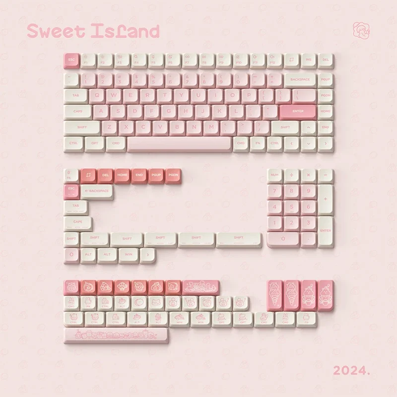 nSA Highly Sweet Island PBT sublimazione a cinque lati tastiera ad asse basso keycap set completo originale di 159 tasti