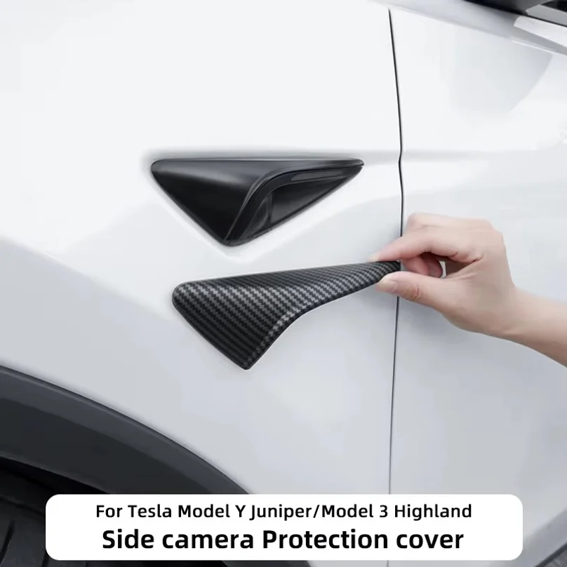 For Tesla Model Y Juniper 3 Highland 2026 Yl Turn Signal Camera Trim Cover Side Leaf Board Protector Abs Carbon Fiber Pattern