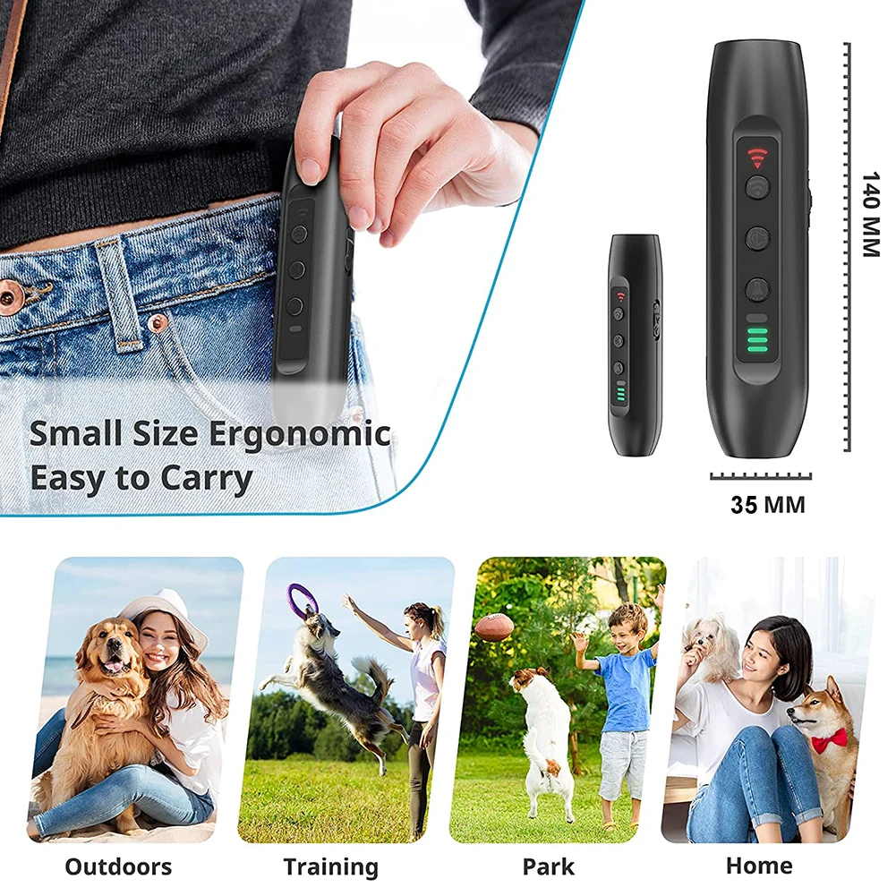 Dog Repeller Ultrasonic Dogs Barking Deterrents Electronic Training Devices With Ultrasound USB Recharge Flashlight LED