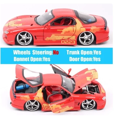 Jada 1:24 Mazda RX-7 High Simulation Diecast Car Metal Alloy Model Car Children\'s toys collection gifts J206