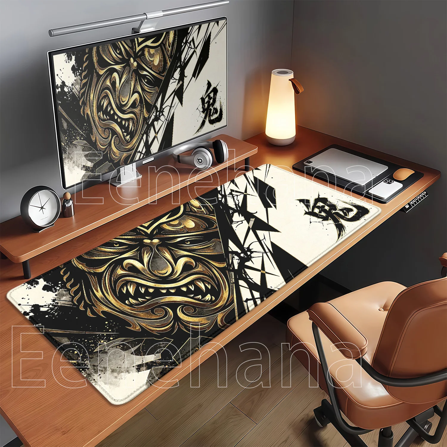 Anime Ghost Face Cartoon Non-slip Base Mouse Pad HD Printing Samurai Devil Mask Gaming Mousepad Office Overlock Esports Desk Mat