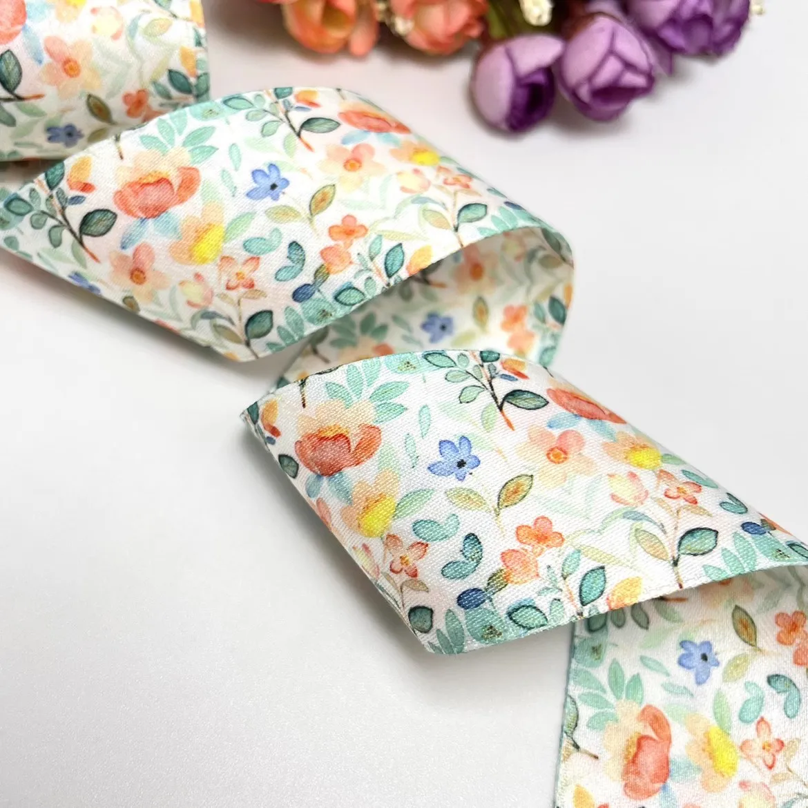 10 Yards 40mm double-sided  flower ribbon DIY handmade material Headwear for hair bows clothing shoesaccessories 23080101