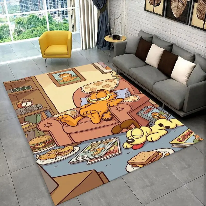 Kawaii G-Garfield Cartoon Cat Living Room Non-Slip Area Rug Soft Carpet for Bedroom Kids Playroom Sofa,Home Decor Doormat Gift