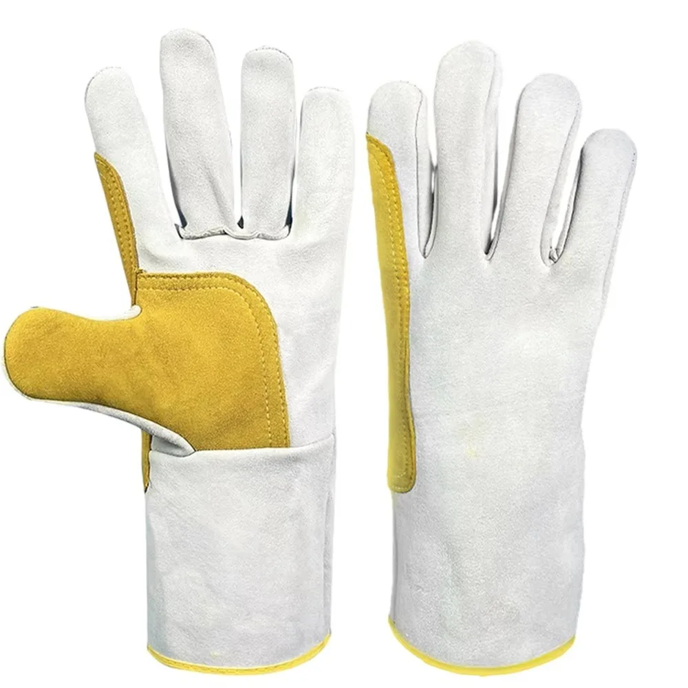 

New Cowhide Welding Gloves Thick Long Labor Gloves Wear Resistant Mechanic Glove