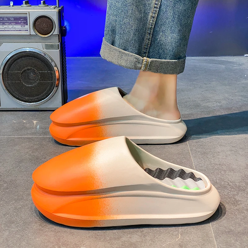 

Новые модные толстые шлепанцы из ЭВА для мужчин, домашние тапочки с мягкой подошвой, стильные уличные сандалии, женские садовые сабо, удобные