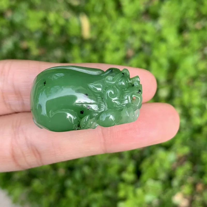 Natural Hotan Jade Russian Jasper Pixiu Pendant Ulanhai Wealth-Attracting Auspicious Men And Women