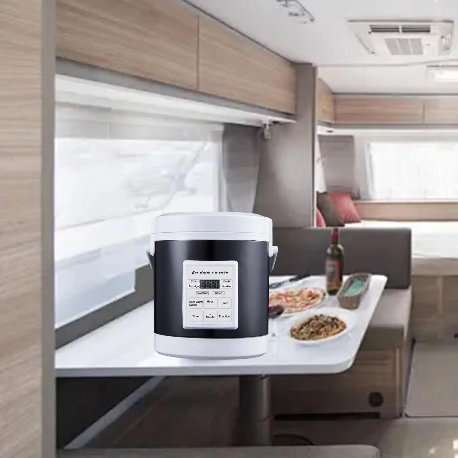 1.6l mini panela de arroz para carro, caminhão para viagens, acampamento 12-24v lancheira elétrica para cozinhar sopa arroz mingau macarrão