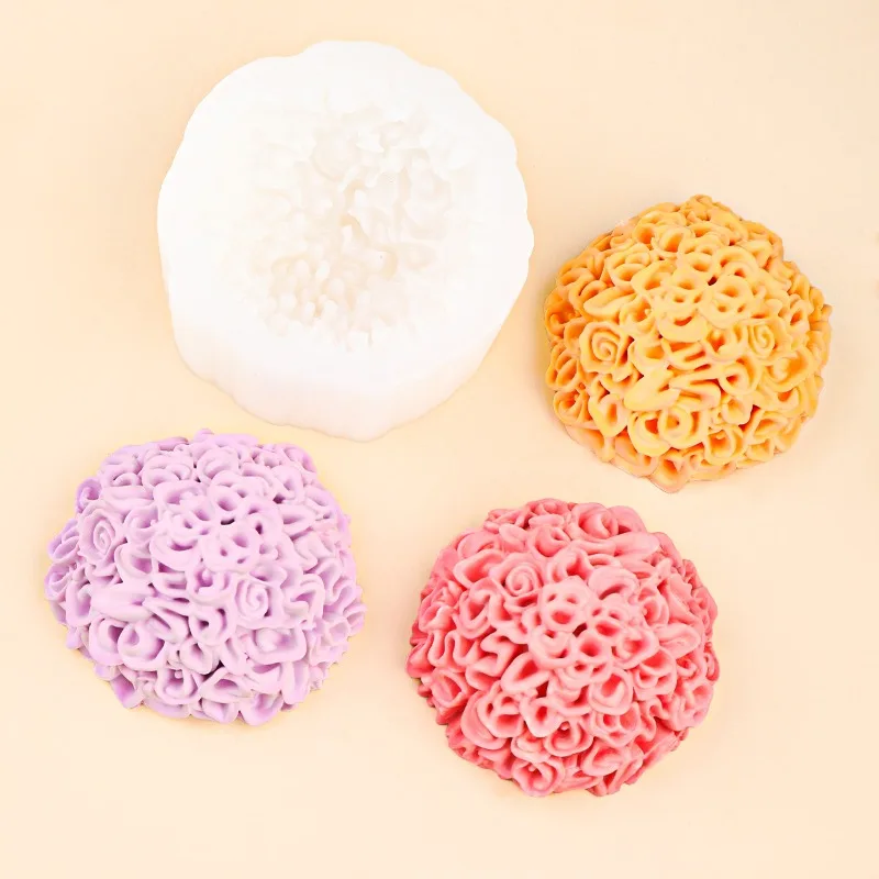 Longevity Chrysanthemum Silicone Mold Flower Ball Aromatherapy Candle Pendant Flip Sugar Chocolate Mold