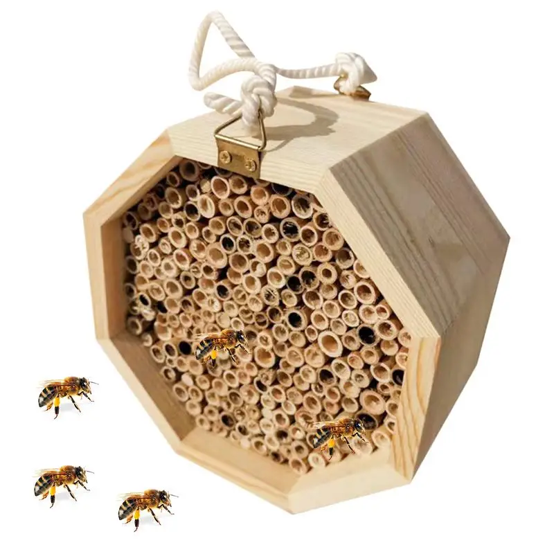 Bee House Wooden Nesting Aid For Wild Bees Pollinating Palace Butterfly House Wasp Habitat For Garden Balcony Backyard Outside