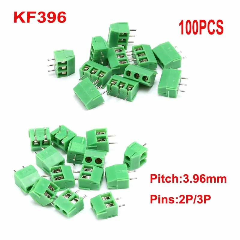 

100pcs KF396 2P 3P 3.96mm Pitch Screw Type PCB Terminal Block Stitching Terminal Block 300V 10A 24-18AWG