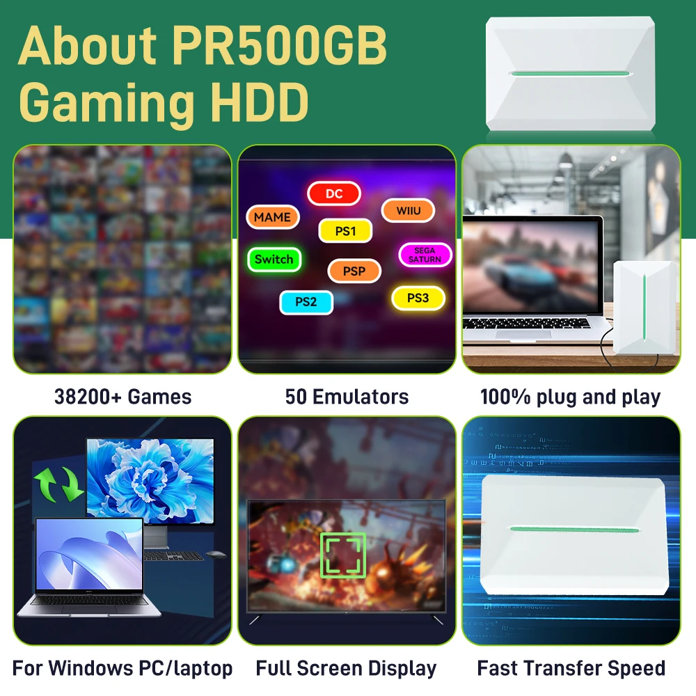 500gb disco rígido de jogo ext - Retro Gaming Hard Drive avaliação e preço