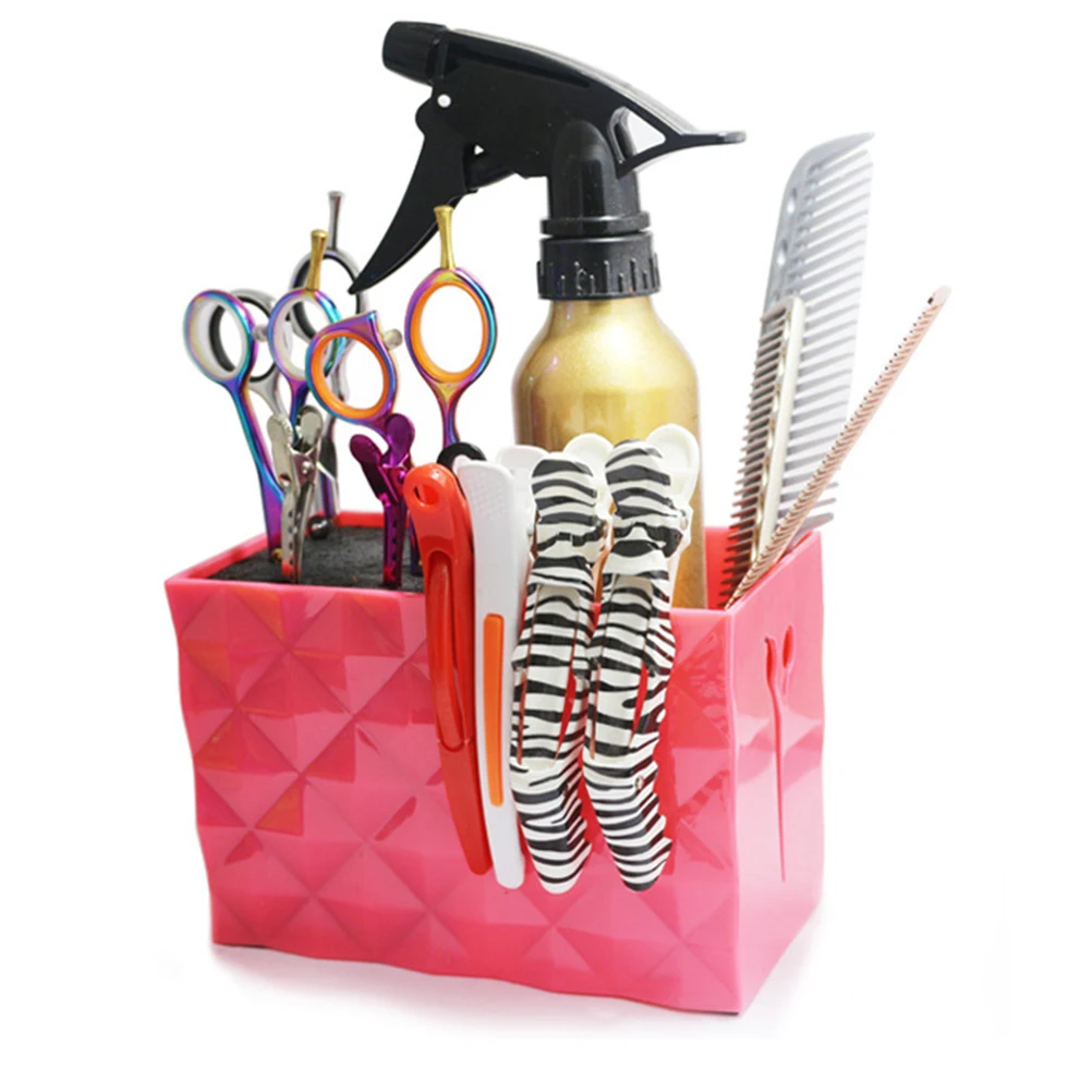 

1pc Hairdressing Tools Storage Box Barber Shop Organizer For Scissors Combs Clips Pink Durable Plastic Durable Organizer