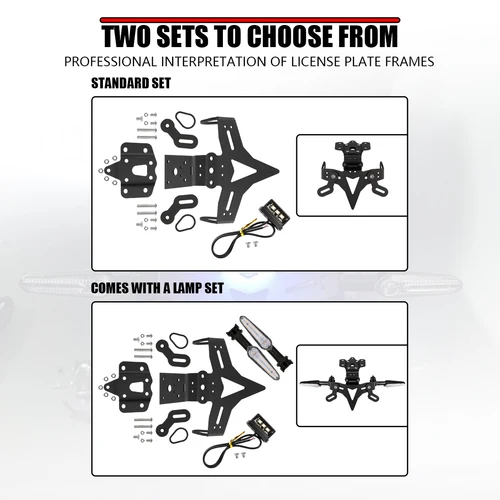 Imagen 2 del producto Soporte de matrícula para motocicleta, eliminador de guardabarros, soporte de registro con LED para Yamaha MT-07/FZ-07, 2013-2023, MT07 MT 07 2018