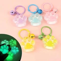 Luminous Cat Claw Key Chain Color Cute Pendant Bell Key Ring Backpack Bracelet Charms Phone Decoration Accessories
