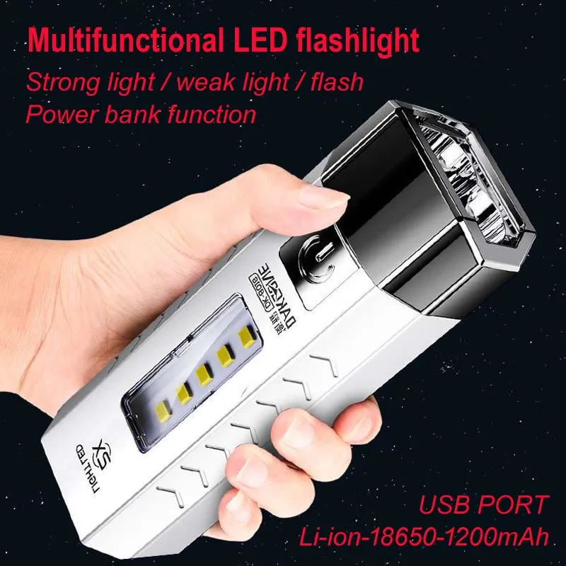 High Quality Powerful LED Flashlight Tactical Flashlight Rechargeable USB 18650 Outdoor Camping Led Flashlight free shipping 1pc