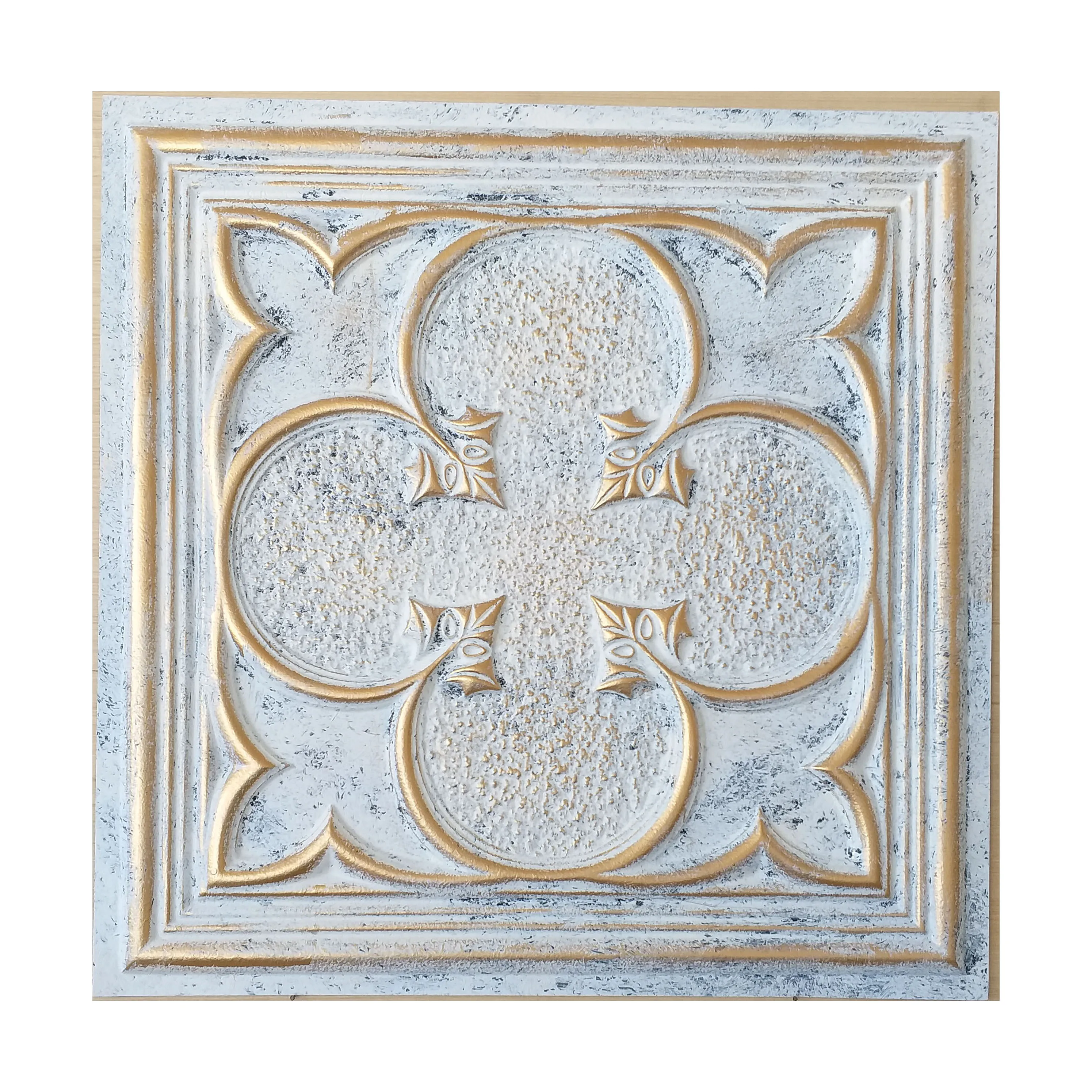 Plastic Ceiling tiles Tile Wall Décor PL35 aged white gold 10pcs/lot