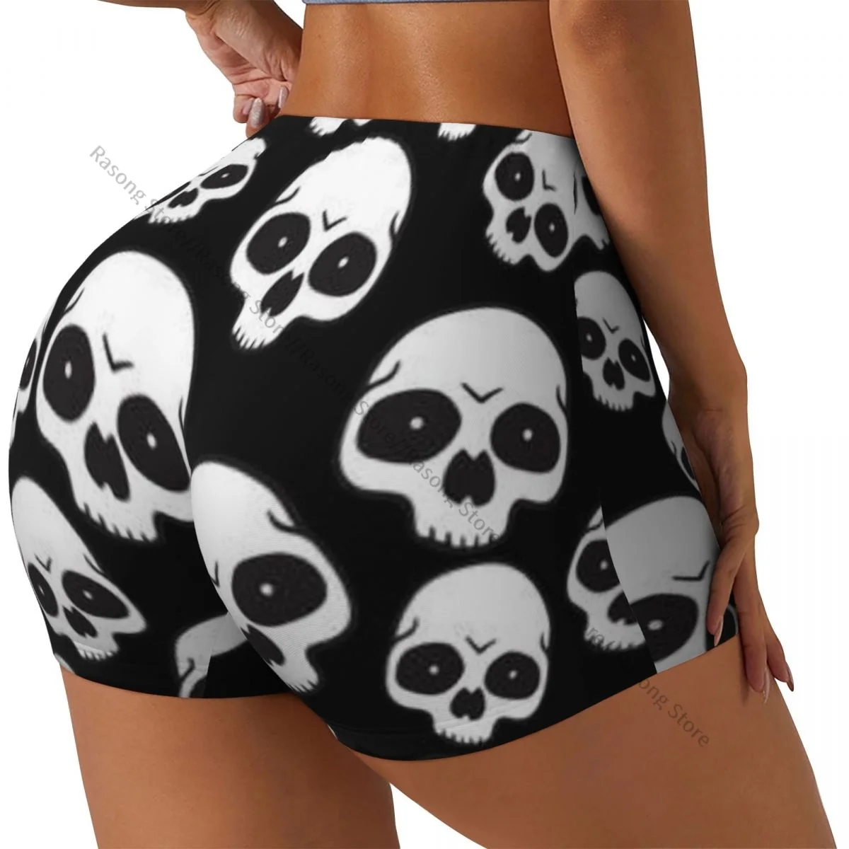 Push Up Short Elasticity Scrunch Butt Skulls Running Shorts Sports Shorts Womens Clothes Gym