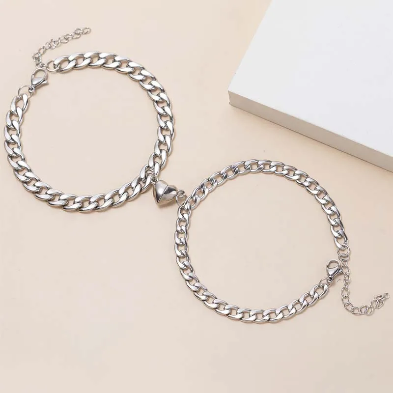 2 pièces/ensemble nouvelle mode Couple Bracelets en forme de coeur Distance aimant Attraction Bracelet pour femmes et hommes paires Bracelets cadeau