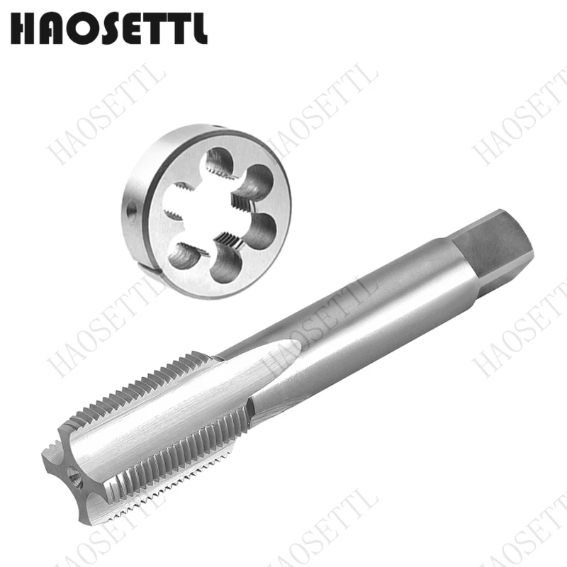 HAOSETTL M27X0.5, M27X0.75, M27X1, M27X1.25 Набор метчиков и матриц для правой руки, метчик для машинной резьбы из быстрорежущей стали и круглая матрица