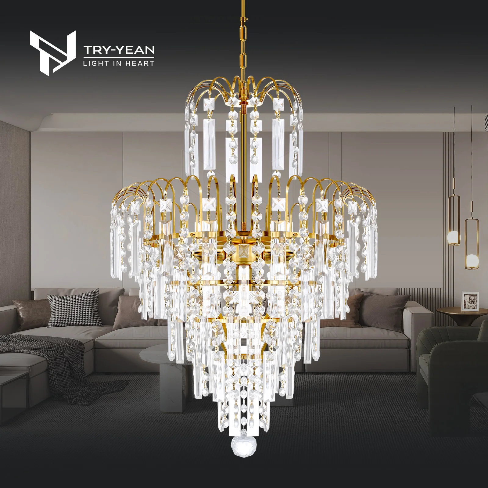 TRY-YEAN lampadario moderno in vetro di cristallo illuminazione Decora 220V lampadari lampade a sospensione lampada a sospensione decorazione di nozze