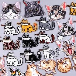 Cat And Knife Applique Iron On Patches On Clothes Pocket Cat Embroidered Patches For Clothing Stickers Unicorn Jacket Badges DIY