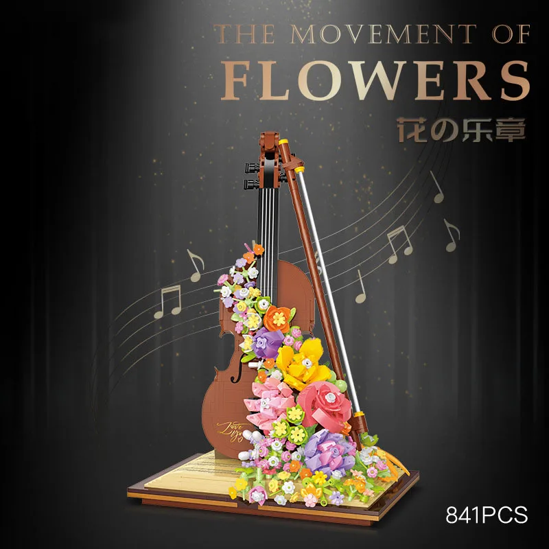 Loz Musical Instruments Mini Diamond Building Block Movement of Flowers Piano Violin Assemble Bricks Educational Toys For Gifts