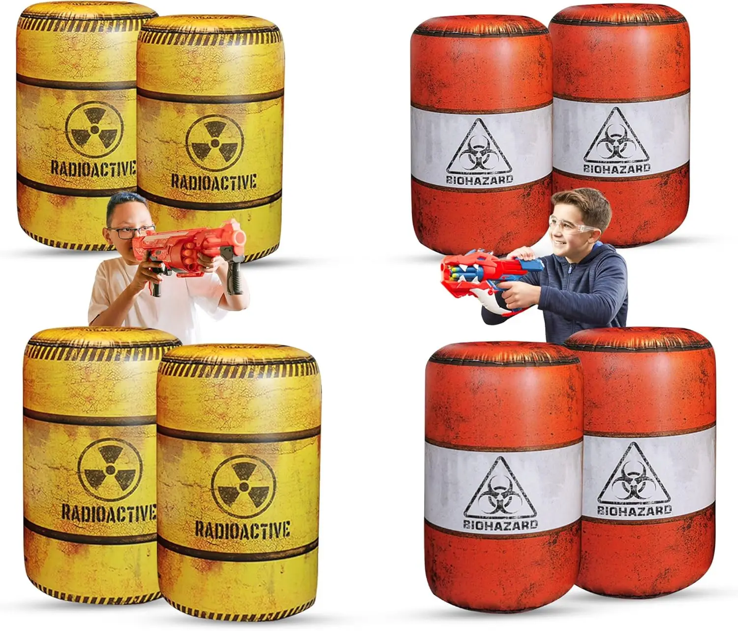 

Inflatable Combat Barrel Set Action Game Obstacles for Laser Tag Water Gun Battles Dart Blaster Play & Adventure-Themed Parties