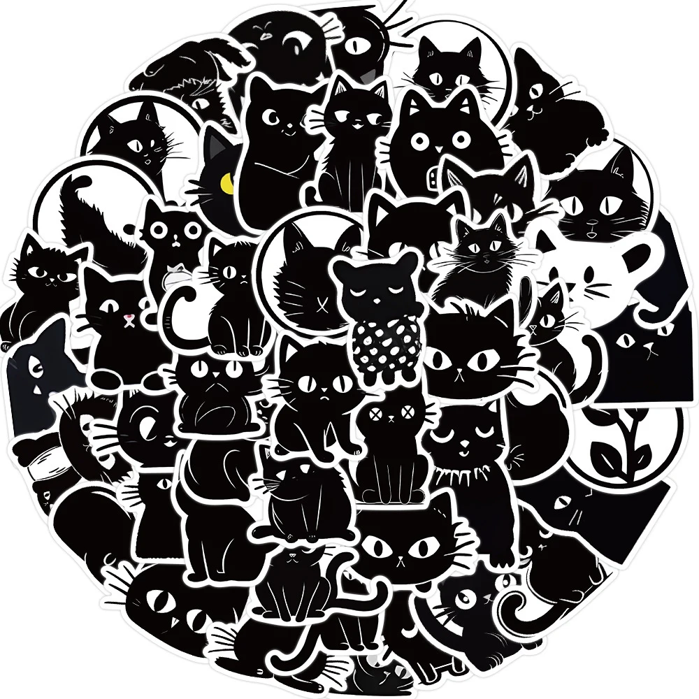 

10/30/50Pcs Cartoon Black Cat Animal Stickers Cute Graffiti Decal Car Diary Scrapbooking Stationery Decorative Sticker for Kids