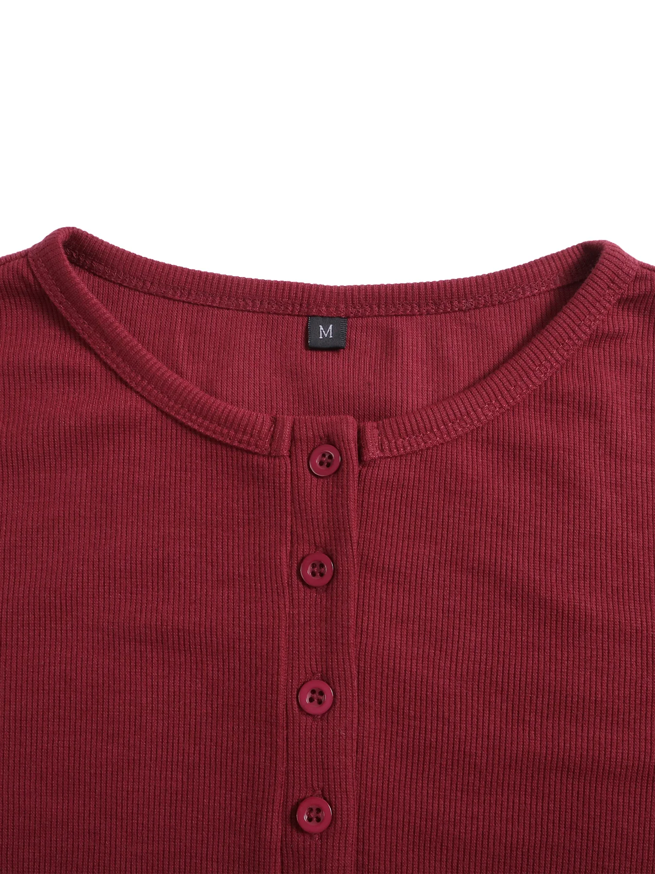 Damen 2-Teiliges Loungewear-Set Geripptes Crop-Top mit Knöpfen und Hose mit Weitem Bein und Elastischem Bund Lässiger Trainingsanzug – Detail 4