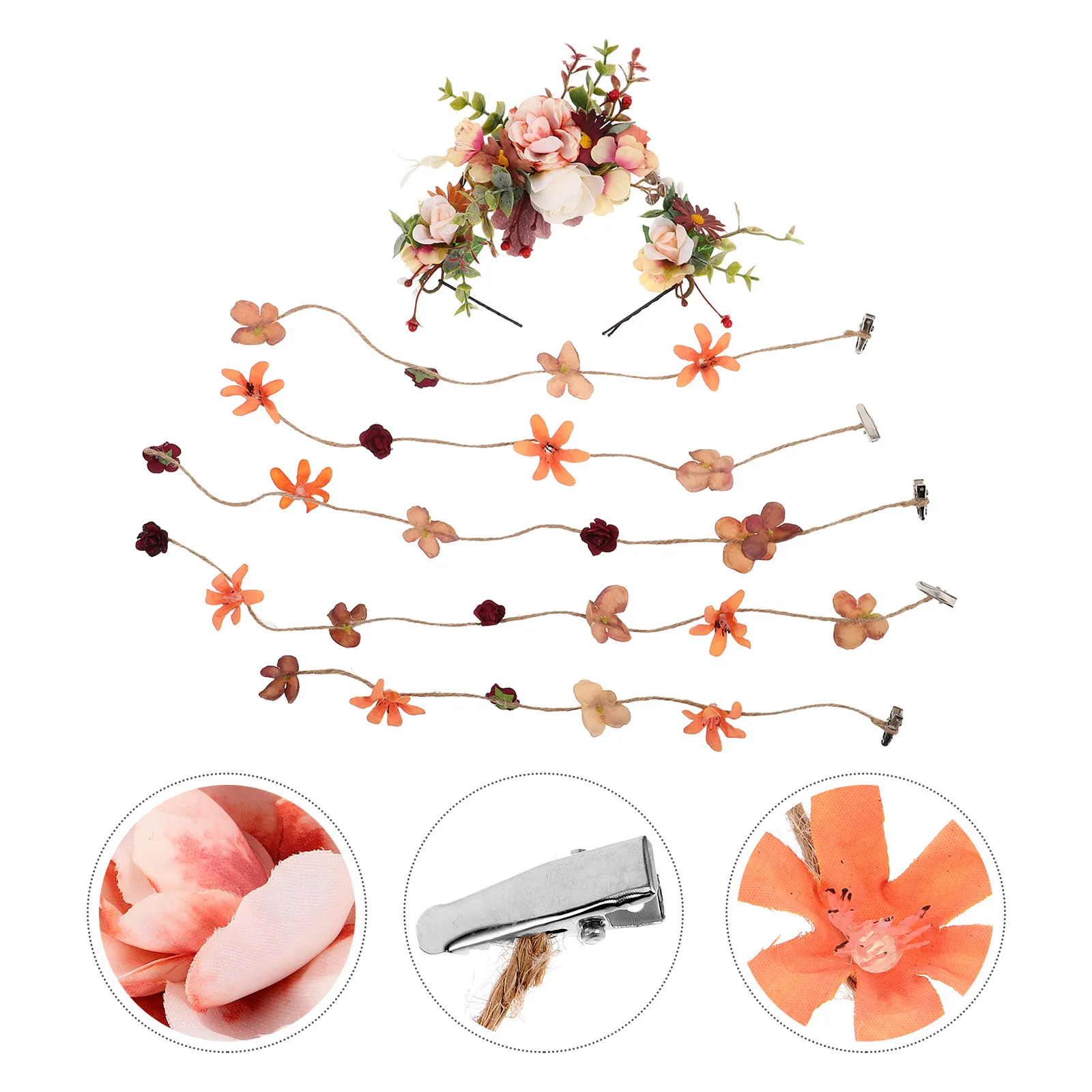 

Набор из 1 шт. искусственных цветочных венков-ободков для волос, романтичные легкие свадебные аксессуары для волос, для фотосессий на пляже