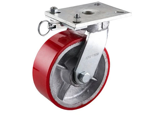 Swivel castors 6/8/10 inch heavy duty industrial carts Casters Cast iron core polyuretha castors with direction locks and brakes