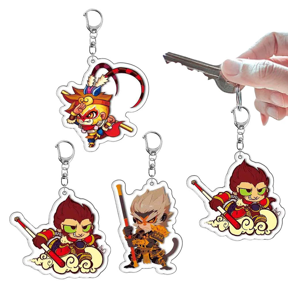 Chinese Action Game WuKong Keychain Acrylic Monkey King Keychain Game Wukong Keyring Bag Accessories