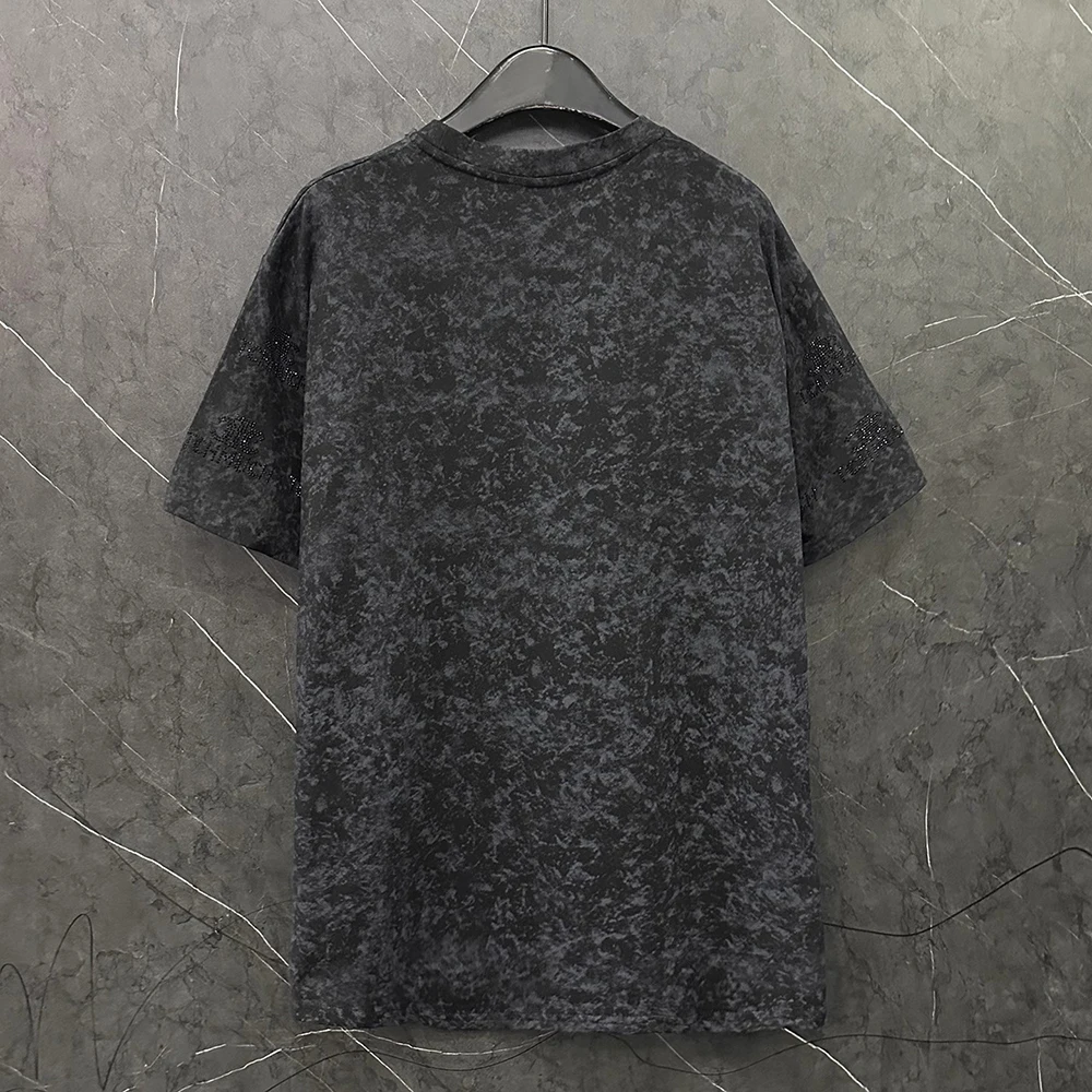 Плюс размер, летняя новая популярная футболка с короткими рукавами и ромбовидной буквой, женская свободная повседневная модная универсальная черная футболка