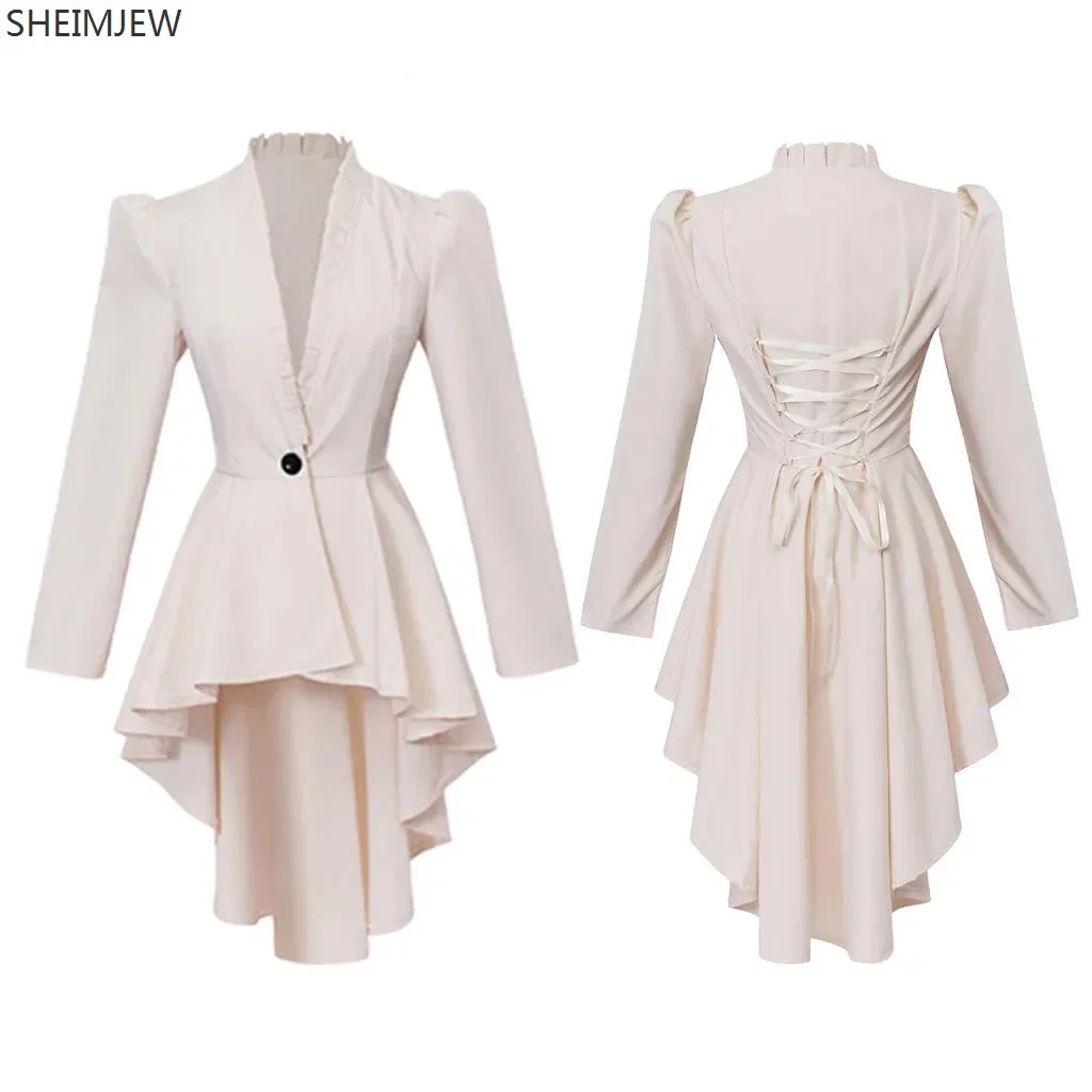

Women Medieval Victorian Vintage Dresses Gothic Steampunk Trench Coat Hem Tuxedo Halloween Carnival Party Stage Showing Dress Up
