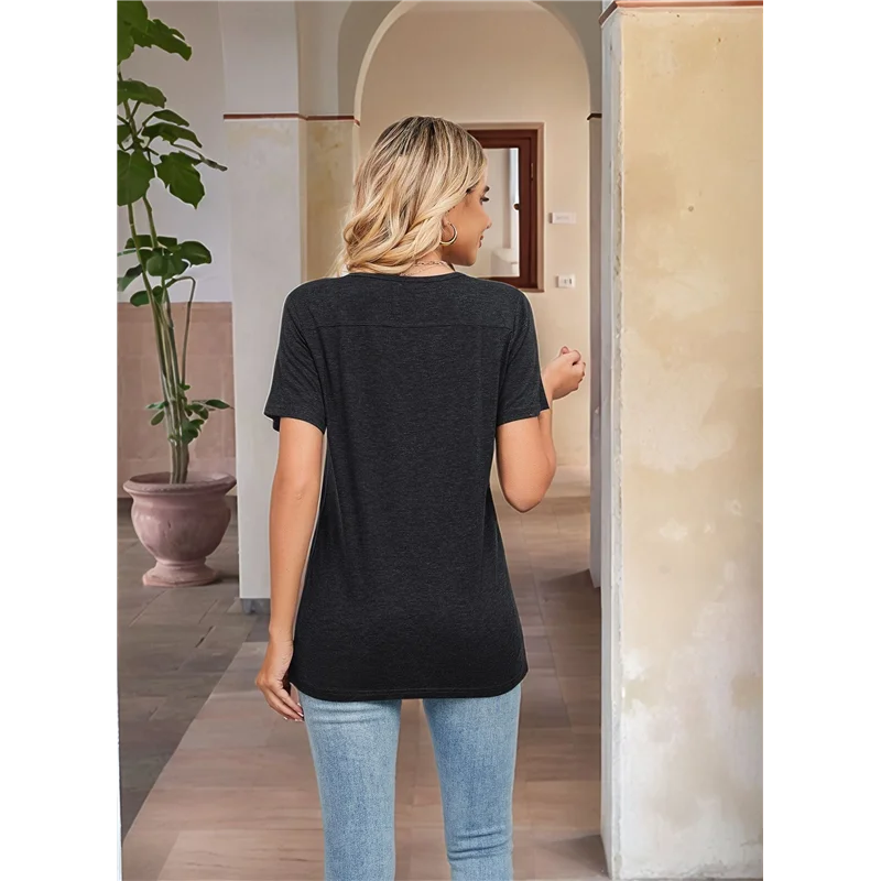 

QV-Womens Summer Tops Short Sleeve Shirts Business Casual Outfits Fashion Beach Vacation Clothes 2025