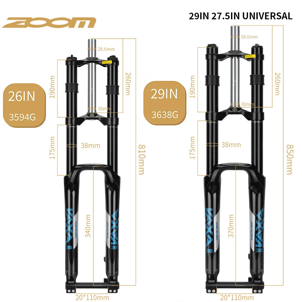 ZJHAHJY Fourche avant de vélo Fourche de descente 26/27,5/29 pouces VTT Ultralight Mountain