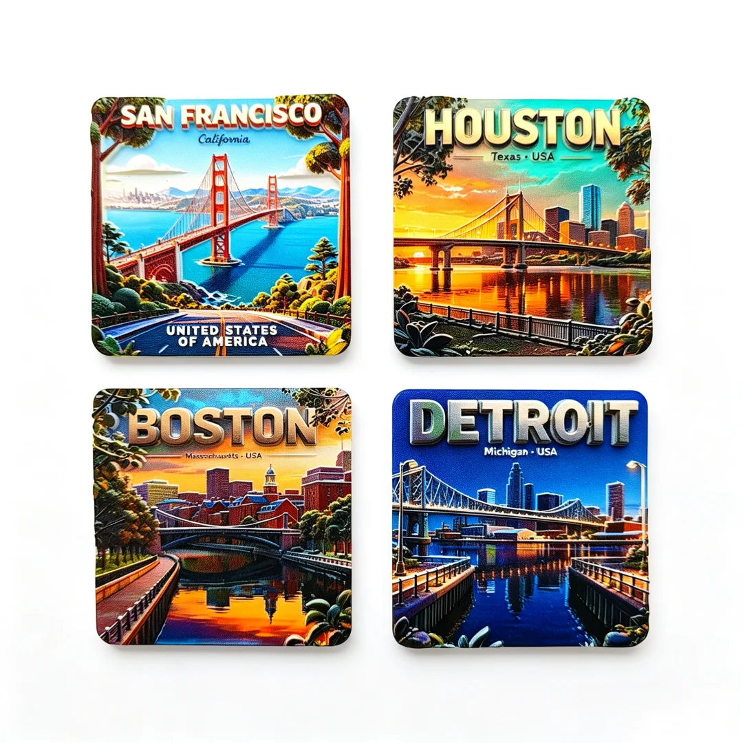 Resin Fridge Magnet USA City Souvenir San Francisco Houston Boston Detroit Travel Refrigerator Magnetic Sticker Home Decoration